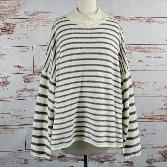 NWOT Madewell Stripe-Play Mockneck Pullover Sweater Size XXL Wool Blend - Picture 1 of 9